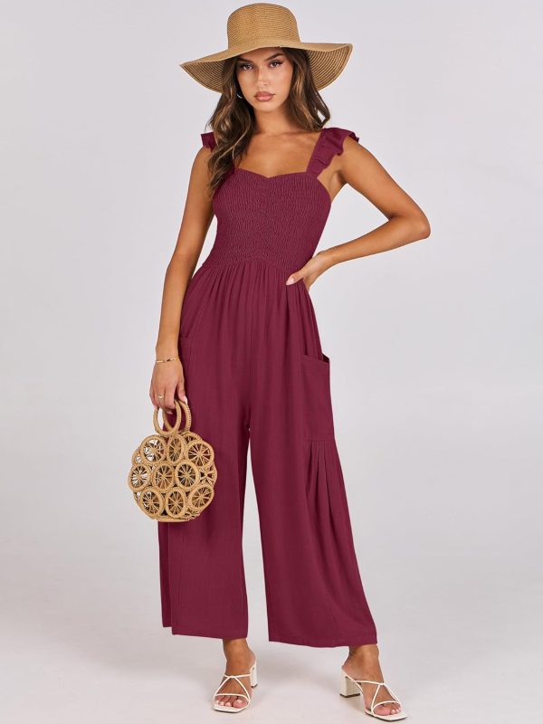 ANRABESS Women Summer Casual Dressy Sleeveless Smocked Wide Leg Linen Jumpsuits Rompers 2025 Trendy Travel Outfit Pocket - Image 30