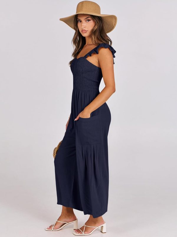 ANRABESS Women Summer Casual Dressy Sleeveless Smocked Wide Leg Linen Jumpsuits Rompers 2025 Trendy Travel Outfit Pocket - Image 52