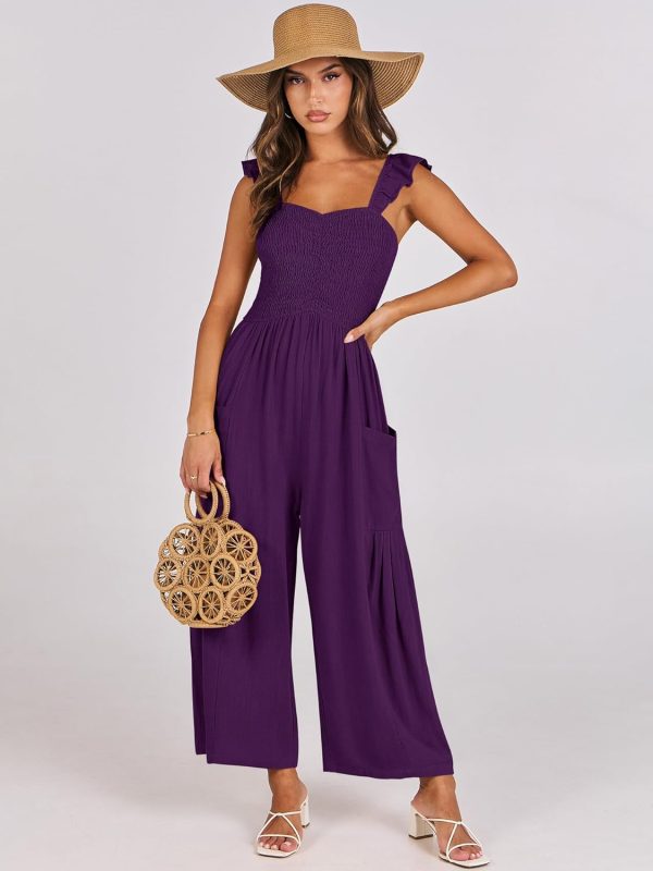 ANRABESS Women Summer Casual Dressy Sleeveless Smocked Wide Leg Linen Jumpsuits Rompers 2025 Trendy Travel Outfit Pocket - Image 79