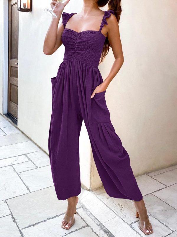 ANRABESS Women Summer Casual Dressy Sleeveless Smocked Wide Leg Linen Jumpsuits Rompers 2025 Trendy Travel Outfit Pocket - Image 82