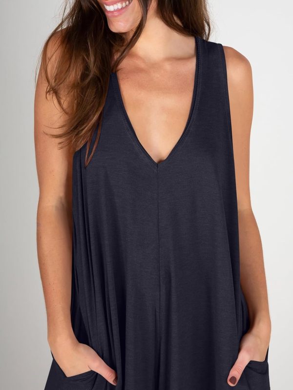 ANRABESS Women's Casual Summer Loose Jumpsuits Sleeveless Tank V Neck Wide Leg Long Pant Rompers Baggy Jumper with Pockets - Image 42