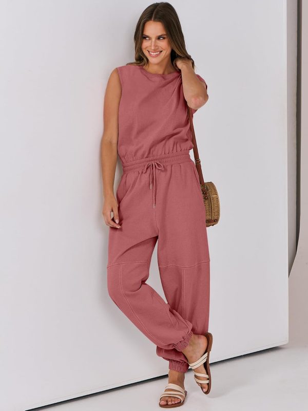 ANRABESS Jumpsuits for Women Casual Summer Sleeveless 2025 Romper One Piece Outfit Active Workout Lounge Jumpsuits Pockets - Image 26
