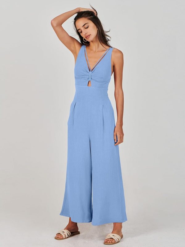 ANRABESS Women's Jumpsuits Summer Wide Leg Sleeveless V Neck Casual Dressy Linen Pants Rompers 2025 Vacation Beach Outfits - Image 17