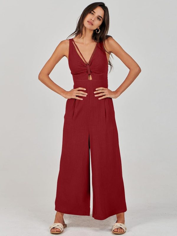 ANRABESS Women's Jumpsuits Summer Wide Leg Sleeveless V Neck Casual Dressy Linen Pants Rompers 2025 Vacation Beach Outfits - Image 54