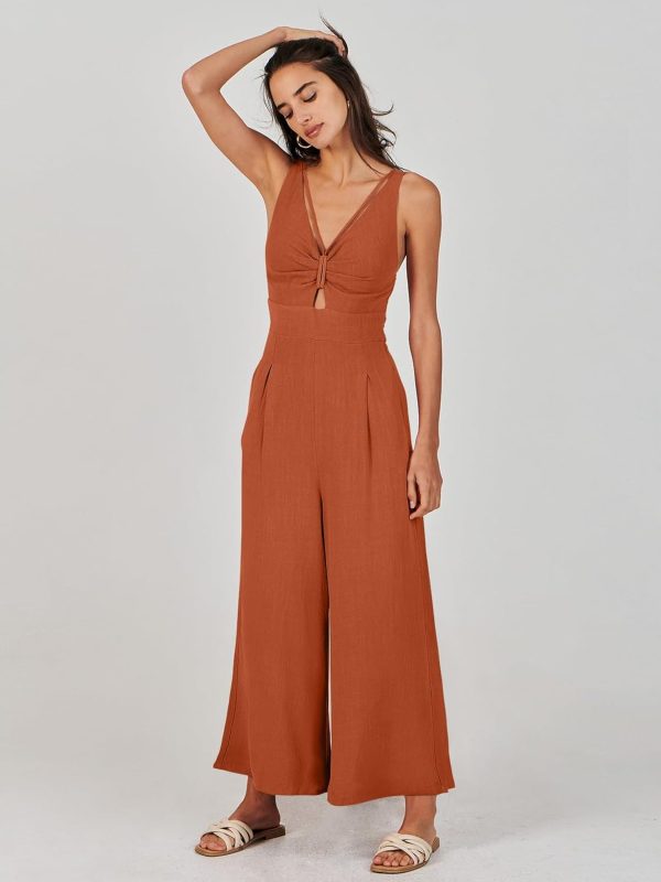 ANRABESS Women's Jumpsuits Summer Wide Leg Sleeveless V Neck Casual Dressy Linen Pants Rompers 2025 Vacation Beach Outfits - Image 88