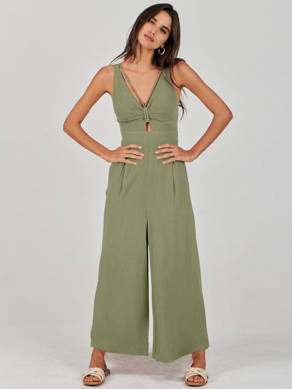 ANRABESS Women's Jumpsuits Summer Wide Leg Sleeveless V Neck Casual Dressy Linen Pants Rompers 2025 Vacation Beach Outfits - Image 98