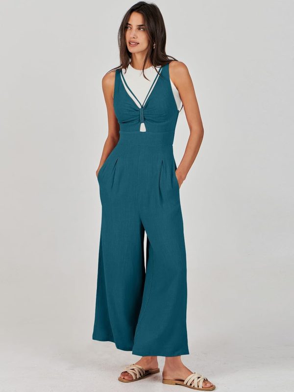 ANRABESS Women's Jumpsuits Summer Wide Leg Sleeveless V Neck Casual Dressy Linen Pants Rompers 2025 Vacation Beach Outfits - Image 150