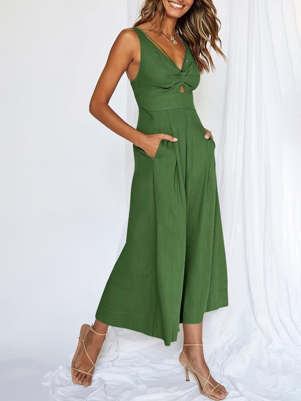 ANRABESS Women's Jumpsuits Summer Wide Leg Sleeveless V Neck Casual Dressy Linen Pants Rompers 2025 Vacation Beach Outfits - Image 165