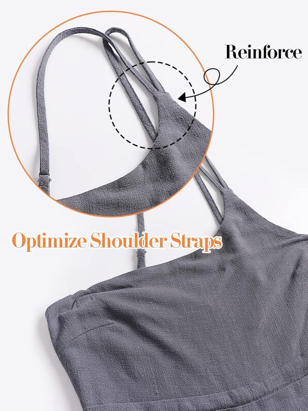 ANRABESS Women's Summer Straps One Shoulder High Waist Dressy Casual Wide Leg Linen Jumpsuit Romper Beach Travel Outfits - Image 7