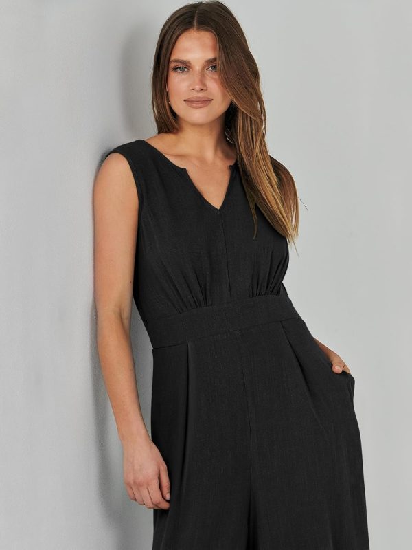 ANRABESS Jumpsuits for Women Summer Dressy Casual Linen Romper Sleeveless V Neck High Waist Wide Leg Beach Vacation Outfits - Image 38